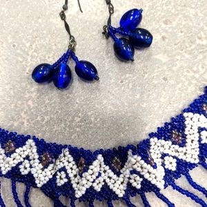 Handmade beaded necklace and earrings